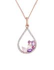 DIAMOND & CO Pendentif «Lilas», améthyste, quartz rose, diamants/or rose