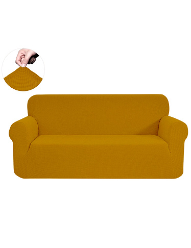 2er-Sofa-Überzug «Soft», senf