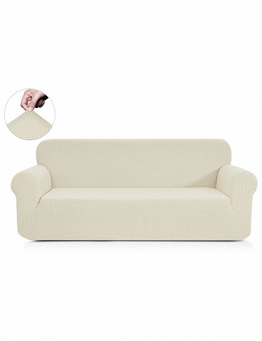3er-Sofa-Überzug «Soft», crème