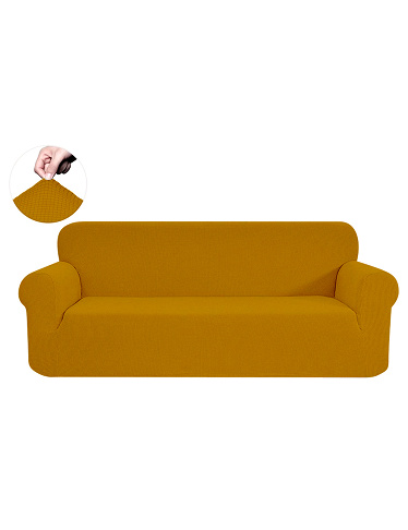 3er-Sofa-Überzug «Soft», senf