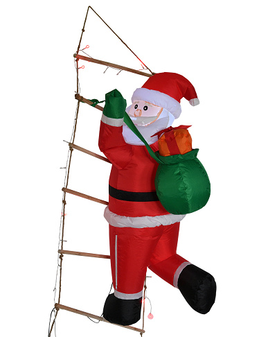 Weihnachtsmann «Leiter», LED, aufblasbar