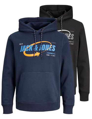 JACK&JONES Herren-Sweatshirts, 2er-Pack, schwarz/marine