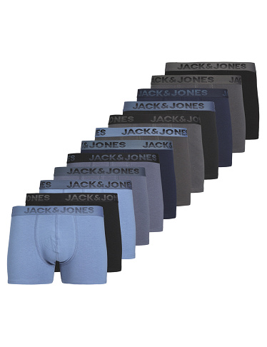 JACK&JONES Boxershorts, 12er-Pack, schwarz/blau/grau