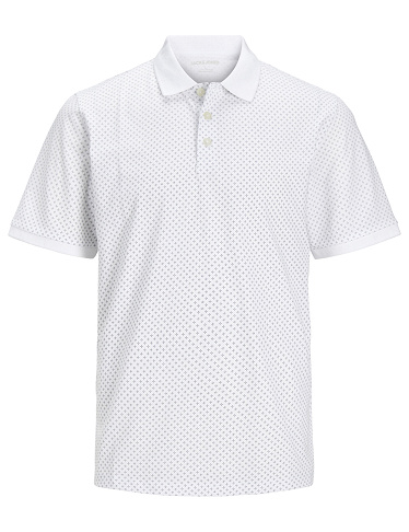 JACK&JONES Polo mit Allover-Muster, weiss