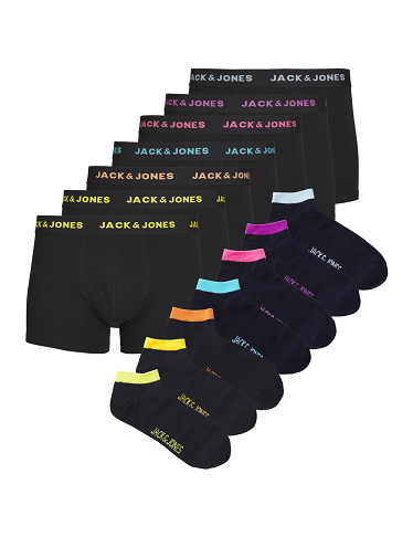 JACK&JONES Boxers + Sneakersocken, 7er-Pack, schwarz