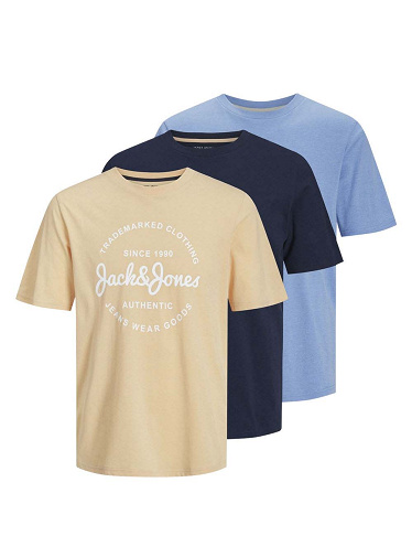 JACK&JONES T-Shirts «Forest», 5er-Pack, orange/blau/marine