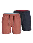 JACK&JONES Badeshorts, 2er-Pack, rot/blau