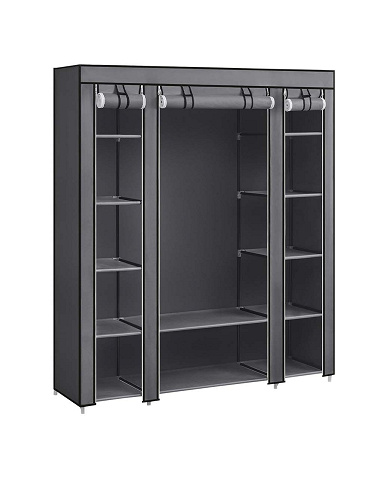 SONGMICS Schrank aus Vliesstoff, B150xH175xT45 cm, grau