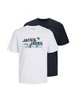 JACK&JONES T-Shirts, 2er-Pack, weiss/schwarz