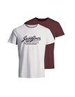 JACK&JONES T-Shirts, 2er-Pack, weiss/bordeaux