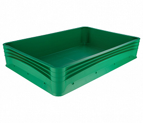 Geschlossener Eurobehälter grün mit 4 Griffen 600x400x120 mm.