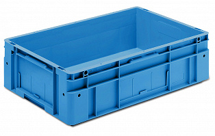 geschlossener Systembehälter blau mit 4 Griffen 600x400x170 mm