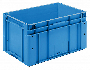 geschlossener Systembehälter blau mit 4 Griffen 600x400x320 mm