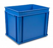 geschlossener Eurobehälter in blau mit 2 Griffen 400x300x325 mm