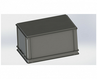 Stackable container- solid sidewalls & base with 2 shell handles
