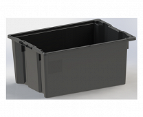 800x600x370mm, UIC PP Black, without lid and with drainage holes.