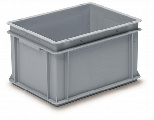 Stackable container- solid sides & base with 2 shell handles