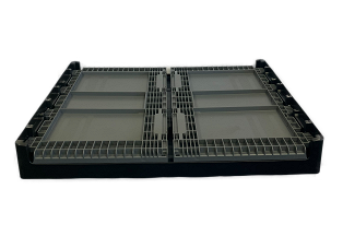 Collapsible box-solid sides, ribbed base, without lid & 2 handle slots