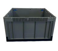 Collapsible box-solid sides, ribbed base, without lid & 2 handle slots