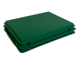Stackable container- solid sides & base with 2 shell handles