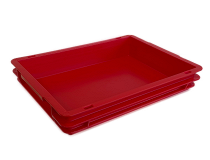 Stackable container- solid sides & base with 2 shell handles
