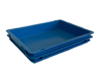 Stackable container- solid sides & base with 2 shell handles
