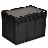 Stacking container RAKO with hinged lid ESD