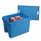 Reusable service box with lid, nestable 798x598x600 mm
