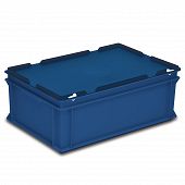 Stacking container RAKO with hinged lid, ultramarine blue