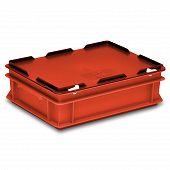 Stacking container RAKO with hinged lid 400x300x132 mm