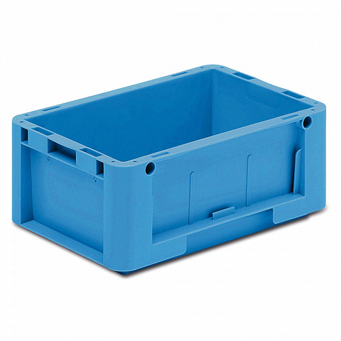 geschlossener Systembehälter blau mit Griffleiste 300x200x120 mm