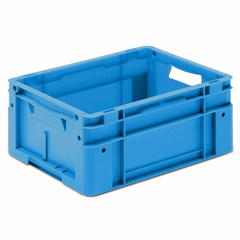geschlossener Systembehälter blau mit 4 Griffen 400x300x220 mm