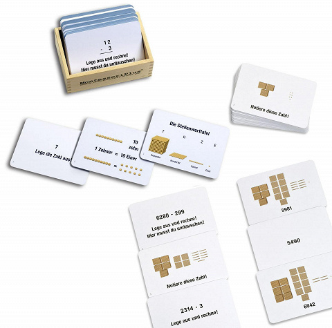 Montessori-Material Lernkartei zum goldenen Perlenmaterial