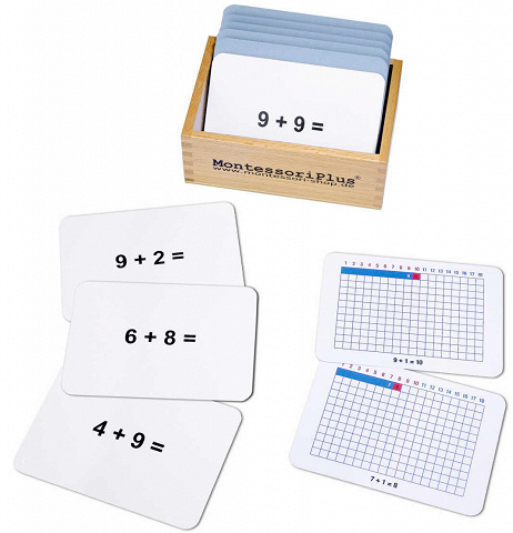 Montessori-Matererial Aufgabenkartei zum Streifenbrett zur Addition Zechnerübergang lernen