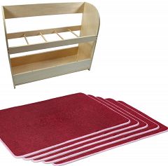Montessori-Material Arbeitsteppiche rot mit Teppichständer