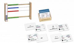 Montessori-Material kleiner Rechenrahmen mit Arbeitskarten