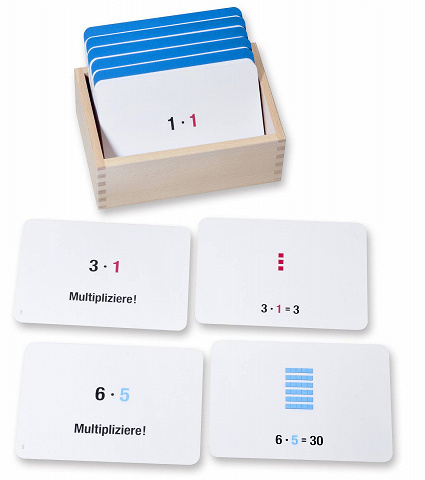Montessori Arbeitskartei zum Würfelmaterial zur Multiplikation