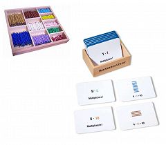 Montessori-Material Perlenmaterial zur Multiplikation mit Arbeitskarten