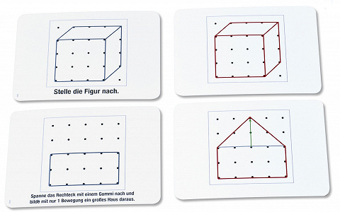 Montessori Lernkartei zum Geobrett mit Selbstkontrolle