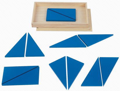Montessori-Material blaue konstruktive Dreieicke zur Flächengeometrie