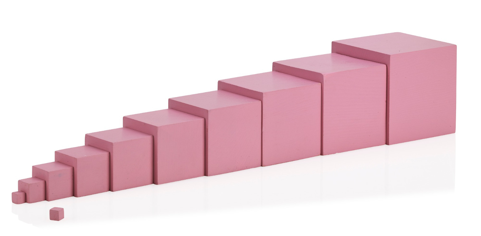 Montessori Rosa Turm & Braune Treppe Set – Holz, Lernmaterial Für Kindergarten Ab 3 Jahren