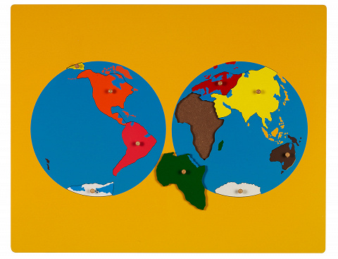 Montessori-Material großes Weltkarten Puzzle zum lernen der Kontinente