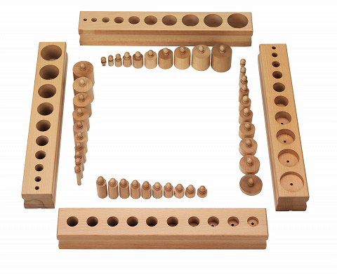 4 Stück Montessori Zylinderblock Steckbox Steckspiel Sortierbox 