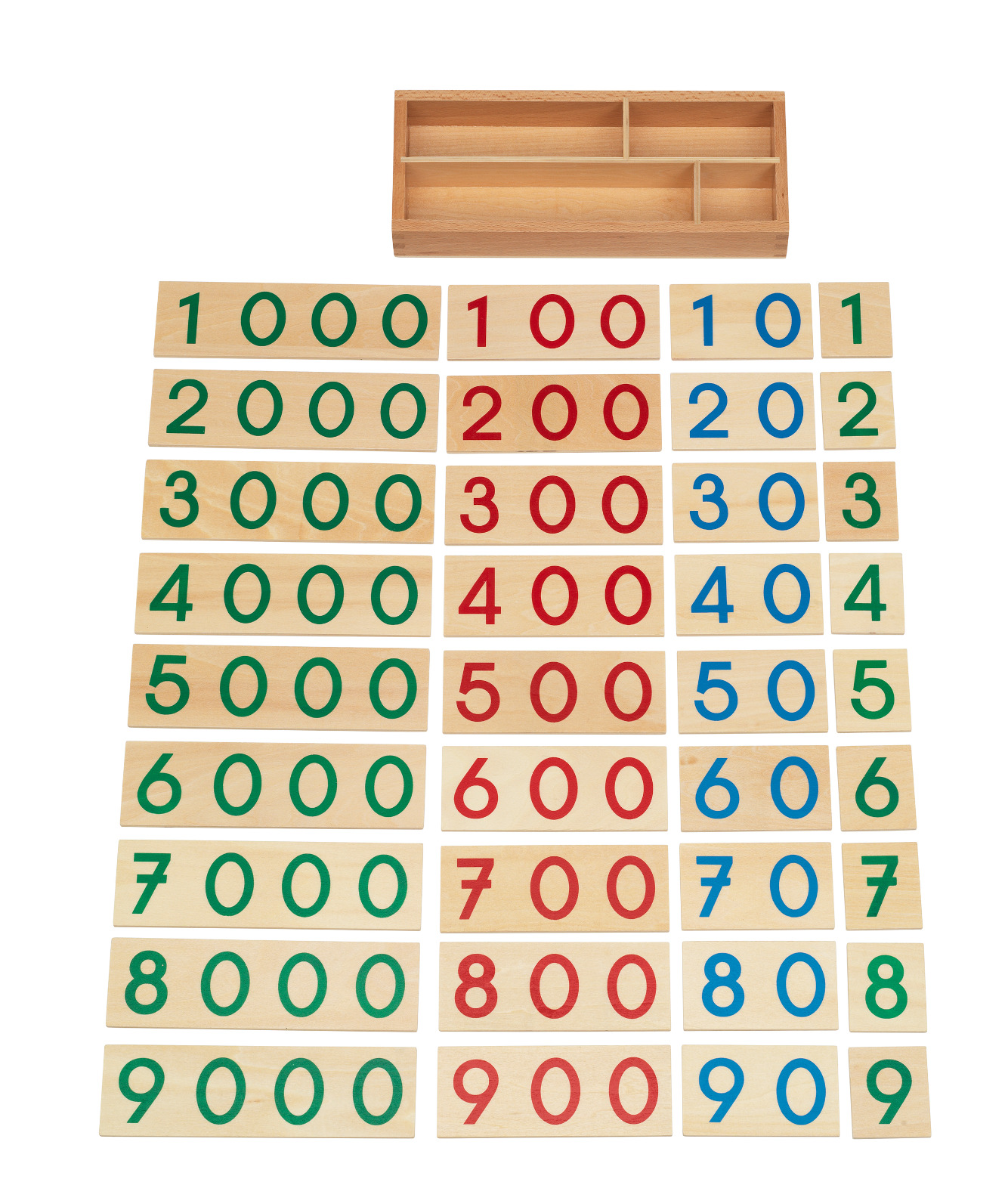 Zahlentafeln klein, Holz, 37-teiliges Set | Montessori-Shop.de