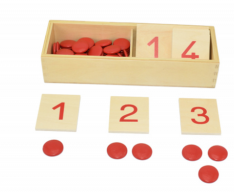Montessori Ziffern mit Chips und Arbeitskartei