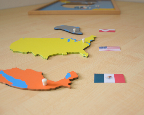 Landkarte Puzzle Nordamerika Montessori-Schulmaterial