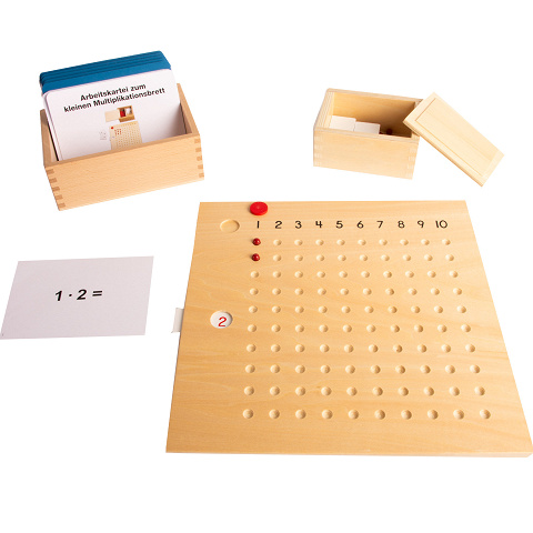 Montessori-Material Multiplikationsbrett mit Arbeitskartei und Selbstkontrolle