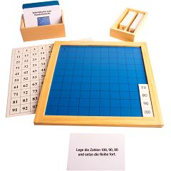 Montessori-Material Hunderterbrett mit Aufgabenkarten