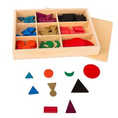 Montessori-Material Wortartensymbole aus Holz zur Wortartenbestimmung