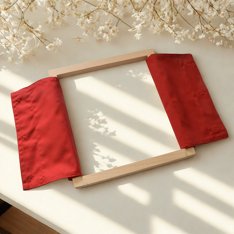 Verschlußrahmen nach Montessori zum Üben von Knöpfen.